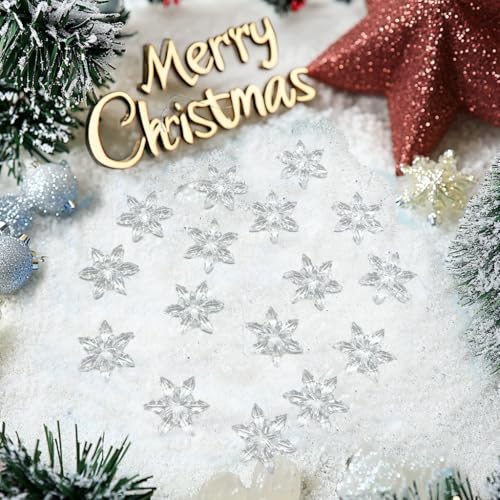 HappyFiller 114 PCS Clear Mini Acrylic Snowflake No Holes Vase Fillers,Table Scatters,Sensory Bin Filler Gems,Home Centerpieces,DIY Arts Crafts - color: Clear