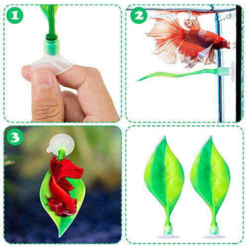 WILLBOND 2 Pcs Green Silicone Betta Fish Bed Leaf Hammock Betta Fish Tank Accessories Decorations for Aquarium Ornaments, Practical Resting Spot, Comfortable and Safe - color: Green