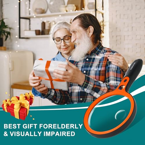 Large Magnifying Glass with 36 LED Light and Case, 10X 20X 45X Handheld Illuminated Lighted Magnifier with 1 UV Light for Seniors Reading, Inspection, Coins, Exploring Close Work - style: Magnifier with 36 LED Light and Case