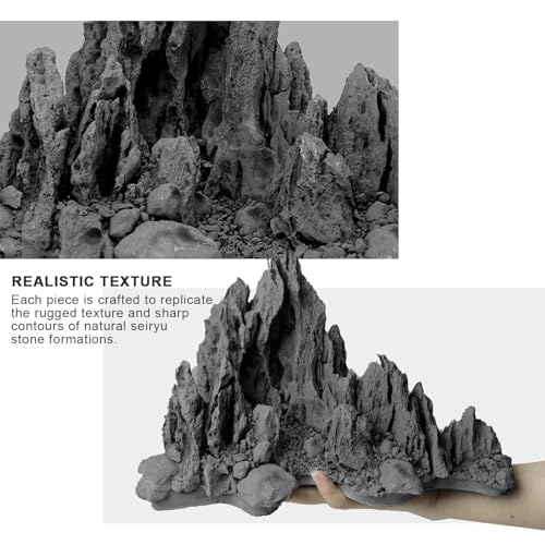 FZONE Aquarium Rocks Aquascaping, Resin Seiryu Rock for Aquascaping - size: 03 Seiryu Stone: 11.02" × 5.5" × 7.08"