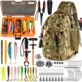 PLUSINNO Fishing Backpack with Tackle Boxes, Waterproof Sling Tackle Bag For Fishing Gear With Rod Holder, Fish Gifts for Men With Fish lures, Fish pliers. - color: Khaki Fishing Backpack With Fishing Tools