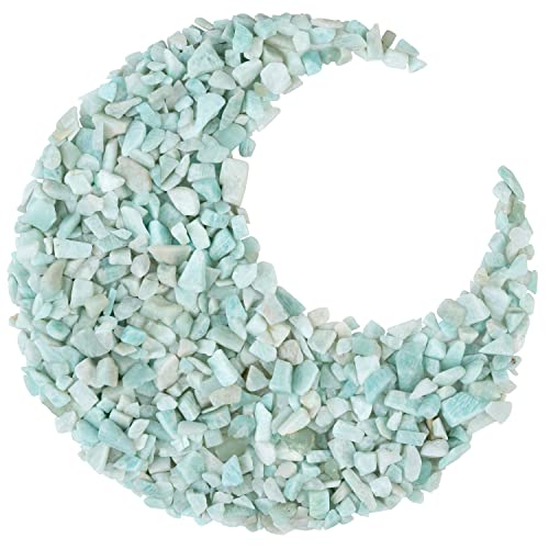 Crocon 1/2 LB Crushed Amazonite Chips Bulk Stone 1100+ Carats Natural Quartz Pieces Irregular Shape Gemstone Tumbling Cabbing Gem Mining Chakra Balancing Reiki and Crystal Healing Home Office Décor - color: Amazonite Chips, size: 1/2 Pound