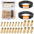 CheeMuii 23 PCS Brass DOT Air Line Fittings with 30FT 1/4" and 20FT 3/8" DOT Air Line Kit Push Lock Quick Connect Fittings with Pneumatic Tubing Set - size: 25 PCS