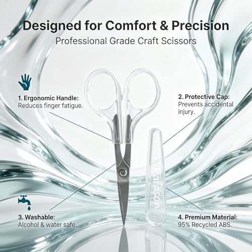 PAFASON Small Travel Craft Scissors Set Straight Curved Precision Tip All Purpose for Scrapbooking Quilting Sewing Knitting Embroidery Cross Stitch Crochet Thread Yarn Paper Detail Cutting Safety Case - style: Modern
