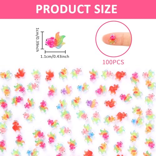100 Pieces Tiny Goldfish Decor for Dollhouse Miniatures Resin Animals for Crafts Tiny Things for Fairy Garden Micro Landscaping Decoration