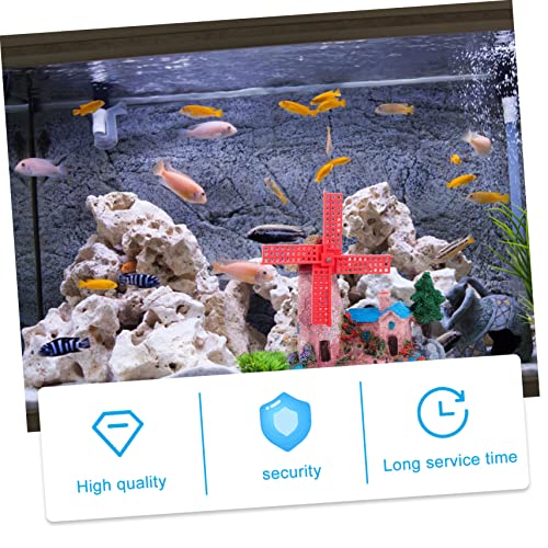 FOMIYES Fish Tank Windmill Ornament Home Decoration Fish Tank for Betta Fish Castle Aquarium Ornament Fish Hiding Cave Lizard Hideout Cinnamon Sticks Leopard Print Beard Resin, 12x7cm