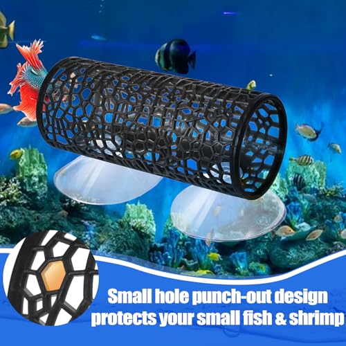 2 PCS Betta Fish Tunnel Tube, Betta Fish Toys Black Bettas Fishs Tunnel Hammock Bettas Tunnels Swim Tube, Soft Edged Bettas-Hammock Bed Bettas-Tank Accessories with Suction Cups for Crayfish Shrimps