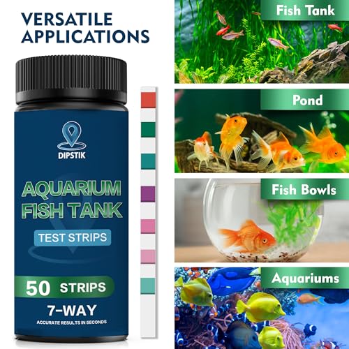Aquarium Test Strips, 7-Way Aquarium Test Kit for Freshwater Saltwater,50 Strips Quick and Accurate Fish Tank Pond Test Strips,Test Nitrate, Nitrite, Chlorine,Hardness,Alkalinity, Carbonate, Ph - color: 7 WAY-50ct