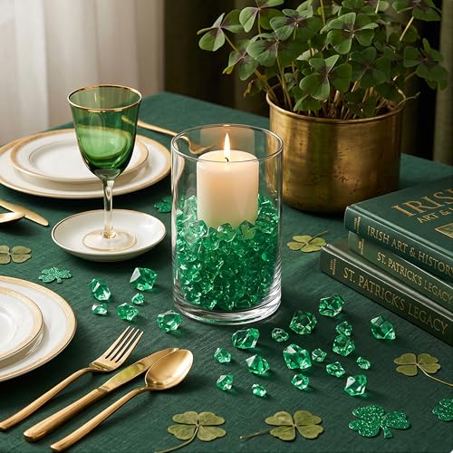 700 Pcs Dark Green Fake Ice Rocks 5 Sizes Plastic Diamonds Crystals Gems Acrylic Vase Fillers for Wedding Centerpieces Fish Tank Table Scatter Photography Props DIY Home Craft - color: Dark Green