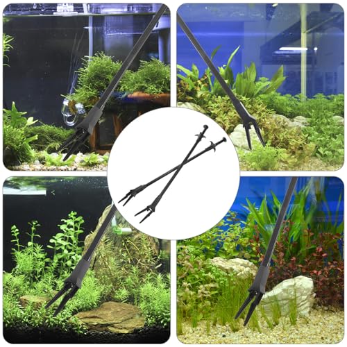 4pcs Fish Tank Tweezers for Aquatic Plants: Aquarium Feeding Tongs 20''- Serrated Tip Planting Clamp Tool - Feeding Aquarium Tools for Coral Maintenance 50cm - color: Black
