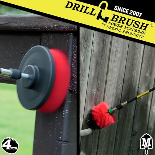 Cleaning Kit with Extension - Outside Patio and Deck Brush - Rust Tool Remover Brush - Concrete Swimming Pools Cleaner - Garden Fountain Brush Cleaner - Monuments and Headstones Restoration Brushes - color: Red