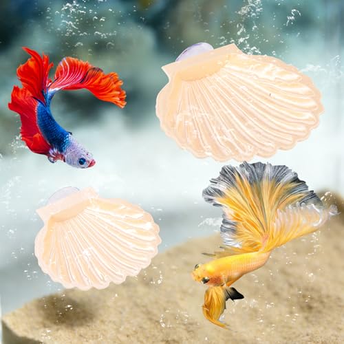2pcs Betta Fish Shell Hammock, Large Aquarium Hammock Shell with Suction Cup, Shells Betta Resting Spot, Aquarium Decorations Accessories (Yellow) - color: Yellow