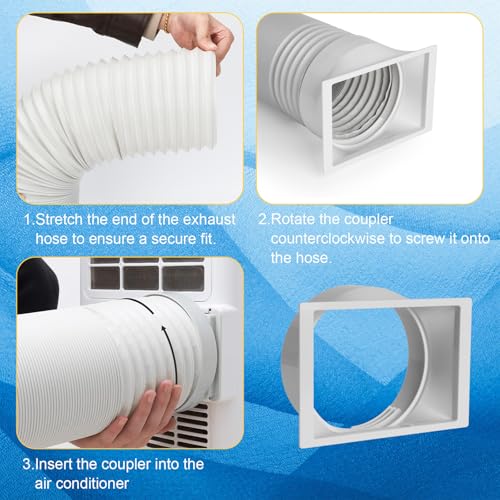 Portable Air Conditioner Hose Kit 5.9" Dia 59" Length Universal AC Hose with Adapter Flexible Exhaust Hose and AC Unit Tube Connector for Portable Air Conditioner Vent AA03 - size: Dia 5.9" Exhaust Hose L 59"&Coupler AA03
