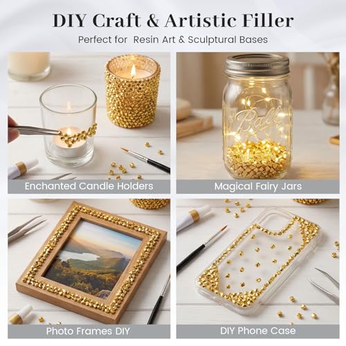 DomeStar 4200PCS Gold Fake Ice Rocks, 1LB Acrylic Crushed Ice Rocks Mini Fake Diamonds for DIY Craft Wedding Vase Fillers 0.33" x 0.23" - color: Gold