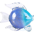 Blue Glass Fish Art Decoration Hand Blown Glass Fish Figurine, Art Paperweight Collection, Modern Office Luxury Decorations(WA-7)