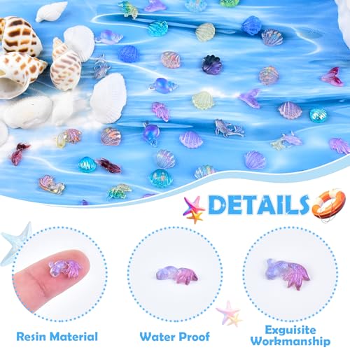 200 Pcs Mini Resin Ocean Animals Miniature Plastic Fish Aquarium Decorations Tiny Sea Animal Variety Figurines to Hide for DIY Crafts Fairy Garden Dollhouse Micro Landscaping Fish Tank