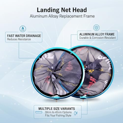 Aluminum Alloy Landing Net Head Replacement Frame for Fishing Rod Handles - Blue - size: 15.75 x 15.75 x 15.75"