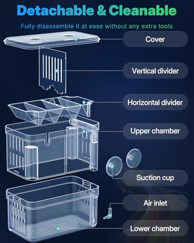 Pawfly Aquarium Breeding Box - Transparent Plastic Fry Hatchery Incubator for Baby Fish, Shrimp, Betta, Clownfish