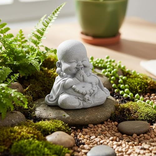 Asian Aquarium Buddha Figurines Mini Stone Buddha Statue for Zen Garden Fish Tank Sculptures Decorations,Gift