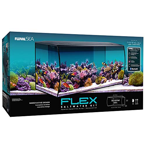 Fluval Flex 32.5 Marine Salt Water Aquarium Kit - Fish Tank for Fish, Coral & More - Comes with LED Lights, Filtration System & More - 32.5" x 15.75" x 15.35" - 123 L, 32.5 Gal. - Black