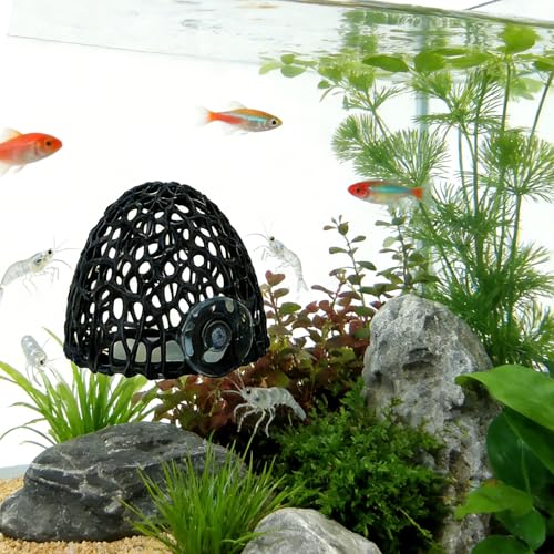 Cave with Suction Cup, Aquarium Betta Fish Hideout Habitat Decor, Stable Resting Hiding Place for Cherry Shrimp, Dwarf Shrimp, Guppy and Small Fish (Black) - color: black