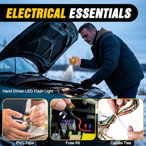 Nilight Car Emergency Kit with Jumper Cable, First Aid Kit Safety Assistance Tools for Travel Camping Outdoor Cars Truck SUV RV, Roadside Essentials with Flash Light - color: Essential Kit+Air Compressor+Tire Fuse kit
