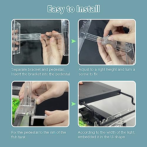driamor Aquarium Light Holder Adjustable, Clear Acrylic Fish Tank LED Light Riser Stand Aquarium Lamp Brackets Kit 2pcs Transparent Support for Width 2.34-4.7 Inches Light with Extendable Bracket - color: Clear (Large Size)