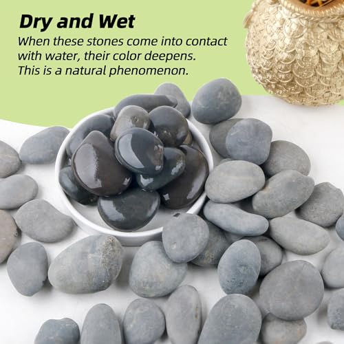 18LB River Rocks,Mexican Beach Pebbles for Plants,Potting,Garden Landscape Stone Paving Stone Grey 1Inch - 2Inch - size: 18LB, style: Large
