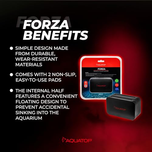 Aquatop Forza Floating Glass Cleaning Magnet 3.94 x 2.36 x 1.77 in – Suitable for 3/8-1/2 in Glass Thickness, Easy Aquarium Cleaning, MGC-10 - size: 1/2" Glass