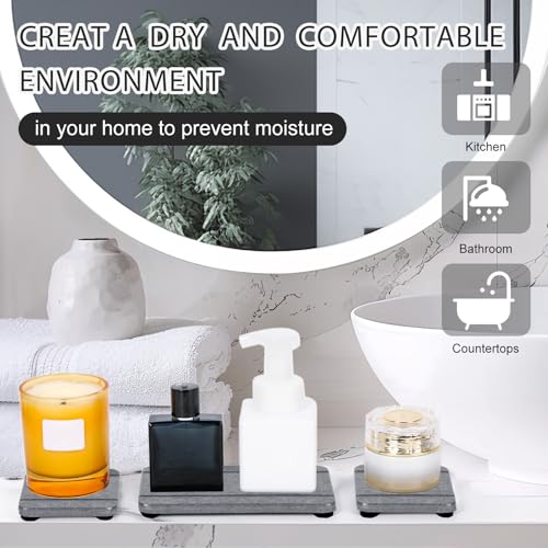 4PCS Stone Drying Tray for Bathroom Sink and Kitchen Counter, Fast Drying Diatomite Stone Sink Tray Soap Trays, Diatomaceous Coaster, Water Absorbing Stones Trays for Sinks - color: Gray 4stripes
