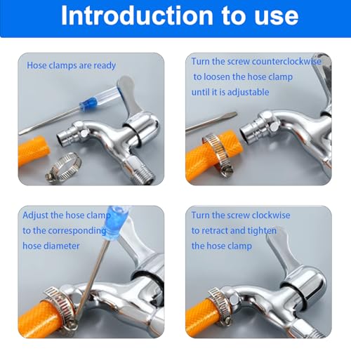 304 Stainless Steel Hose Clamps Assortment Kit, 62Pcs 1/4-2 in (6-38mm) Adjustable Worm Gear Pipe Hose Clamps, Automotive, Washing Machine, Mechanical - size: 62 pcs (1/4'' - 1-1/2'')
