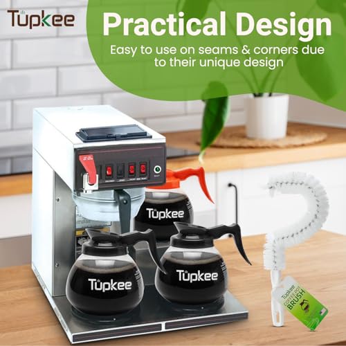 Coffee Pot Cleaning Brush – Non Scratching, Long Lasting Bristles, Curved Coffee Decanter Cleaning Brush - Great for Offices and Restaurants