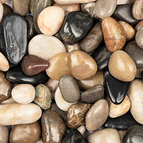 5lbs Mix Natural River Rocks, High-Polished Pebbles for Plants Garden, 1-2 inch Decorative Mix Stones, Ideal for Fish Tank, Vases, Crafting, Home Decor and Garden Landscaping Rocks,Mix - size: 5 Pounds, style: Mixed