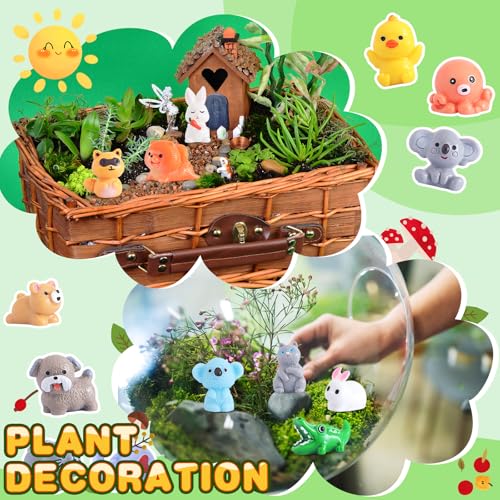 DWWPOO 70 Pcs Mini Resin Animals Tiny Animals Mini Ducks Garden Decor 70 Styles Tiny Resin Miniature Figurines Bulk for Dollhouse Slime Charm for Craft DIY Hide Crafts Decor Aquarium Toys