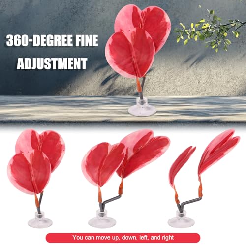 4pcs Betta Leaf Hammock, 4 Styles Adjustable Plastic Betta Bed Resting Spot Small Fish Tank Decor Decoration Accessories with Suction Cup & Bracket for Aquarium Four-Eyed Silk Fish Guppy to Rest (Red)