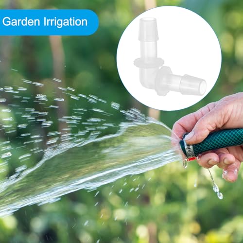 PATIKIL 3/8" Plastic Hose Barb 90 Degree Elbow, 10 Pack L-Barb Fittings 2 Way Equal Barbed Joint Connector Splicer Mender Hose Adapter Union Adapter for Aquarium Fuel Gas Liquid Air - size: 3/8 Inch