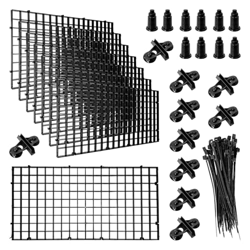soujkooy 8Pcs Fish Tank Divider, 5.9x11.8in/15X30cm Aquarium Filter Bottom Divider Plastic Grid Tray Egg Crate, Fish Tank Bottom Isolation with 10 Sucker Clips and Bracket Ties