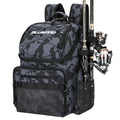 PLUSINNO Cooler Fishing Backpack with Rod Holders 45L Large Water-resistant Fishing Tackle bag Store Fishing Gear Fishing Gifts for Men Father - color: Black Camo