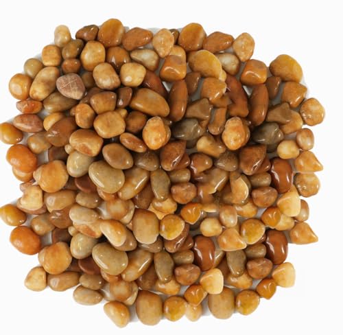 6 LBS River Rocks, StoneCreek, Decorative Garden Stones for Plant Landscaping, Polished Gravel Filler Pebbles for Home Decoration, Vases, Succulents, Flower Beds and Fish Tanks (Pale Yellow, Medium) - color: Pale Yellow, size: 6 LBS