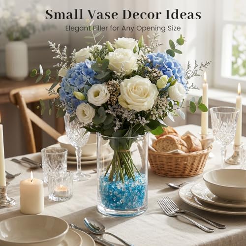 DomeStar 4200PCS Fake Ice Rocks, Mini Fake Clear and Blue Acrylic Crushed Ice Rocks for DIY Craft Wedding Vase Fillers（0.33" x 0.23"） - color: Clear and Blue