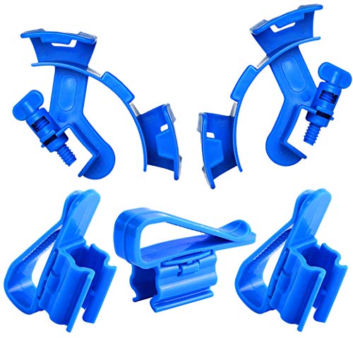 NGe 5Pcs Adjustable Fish Tank Water Hose Holder Water Tube Clamp Fixed Clip Aquarium Pipe Holder (2 Curved Shape, 3 Straight)