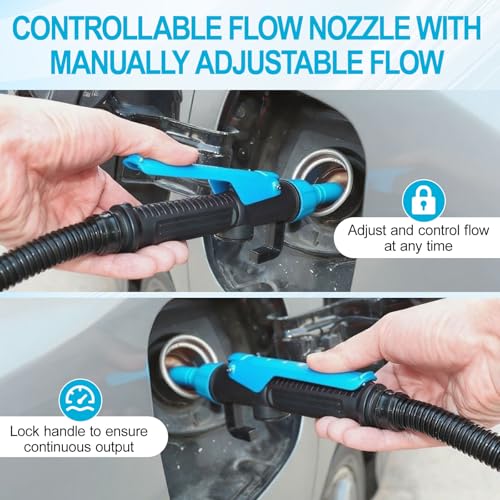 Portable Fuel Transfer Pump - 2.4 GPM Battery Powered Siphon Pump,Siphon Pump for Gasoline,for Fuel, Oil & Water, with Powerful Suction Ergonomic Nozzle 39 Inches Hose（Blue） - color: Blue