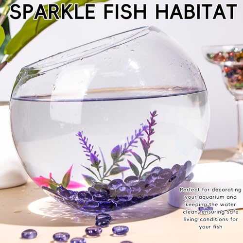 1 LB Purple Glass Marbles, Mini Flat Glass Beads~150 PCS for Vase Fillers, Floral Bottom Mancala Gems Pebbles Fish Tank Rocks for Table Aquarium,Home Decor Art Craft Supplies(0.5"~0.7") - color: Purple~1 Lb, size: 1 LB