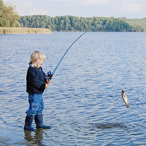 CODEK Kids Fishing Pole Set with Full Starter Kits 2 Set Portable Telescopic Fishing Rod and Spincast Reel Cambos with a Fishing Net and 2 Buckets for Boys Girls and Youth - color: Orange