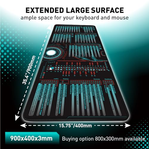 Pixiecube Windows, Office, Excel, Adobe Photoshop Shortcut Keys Extended Large Mouse Pad | Gaming Desk Mat for PC. Stitched Edge Non-Slip Base Mousepad, Keyboard Mat - color: Windows Shortcuts, size: 35.4L x 15.7W inches