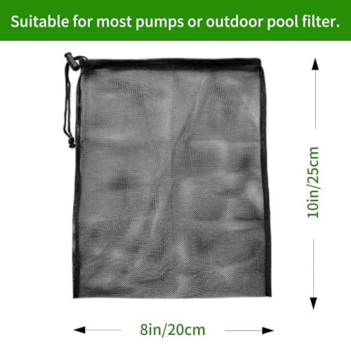 2 Pcs 8" x 10" Pond Pump Cover Filter Bag, Black Media Bag Large Pump Mesh Bag for Outdoor Water Ponds Filters, Water Filter Pump, Outdoor Ponds, Garden, Swimming Pool (2, 8" x 10") - size: 8" x 10"