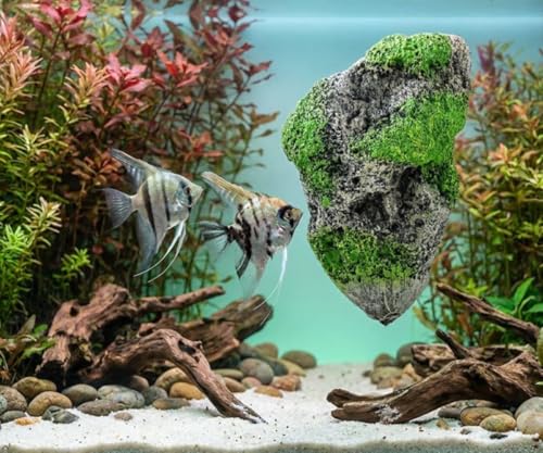 Hewnda Aquarium Decorated - with Suspended Rock - Floating Moss Rock Resin Stone - Fish Tank Decorated Rock, Aquarium Rock Magic Hallelujah Floating Garden Reconstruction Pandora (Medium Number)
