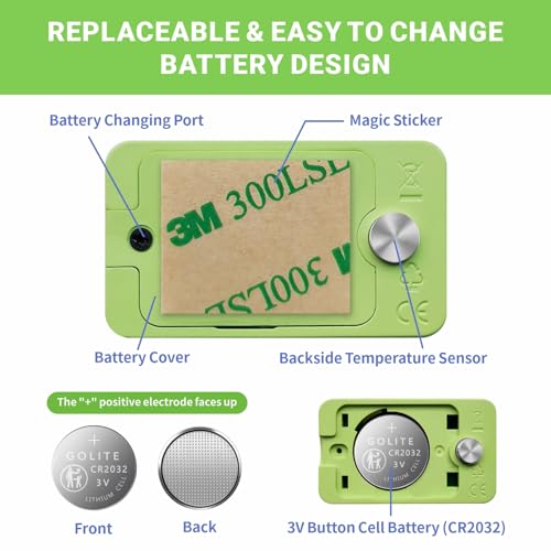 Digital Aquarium Thermometer, Stick-on Fish Tank Thermometer with LED Display, Wireless Aquarium Temperature Measurement with Battery-Change Tool and Extra Sticker.(Green*2) - color: Green-2 Pack