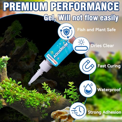 Aquarium Glue, Clear Reef Adhesive for Plants and Rocks, Moss, Coral, Stone, Wood, Plant, Suitable for Freshwater and Saltwater Aquascape, 5g*2pcs