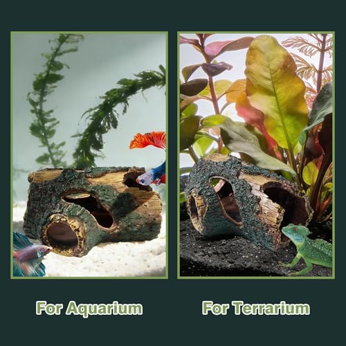 Resin Tree Trunk Aquarium Hideout Decoration, Driftwood Betta Fish Tank Cave, Non Toxic Safe Aquarium Ornament Decorations for Shrimp, Reptile Terrarium Cave Hide Accessories (Trunk) - color: Trunk